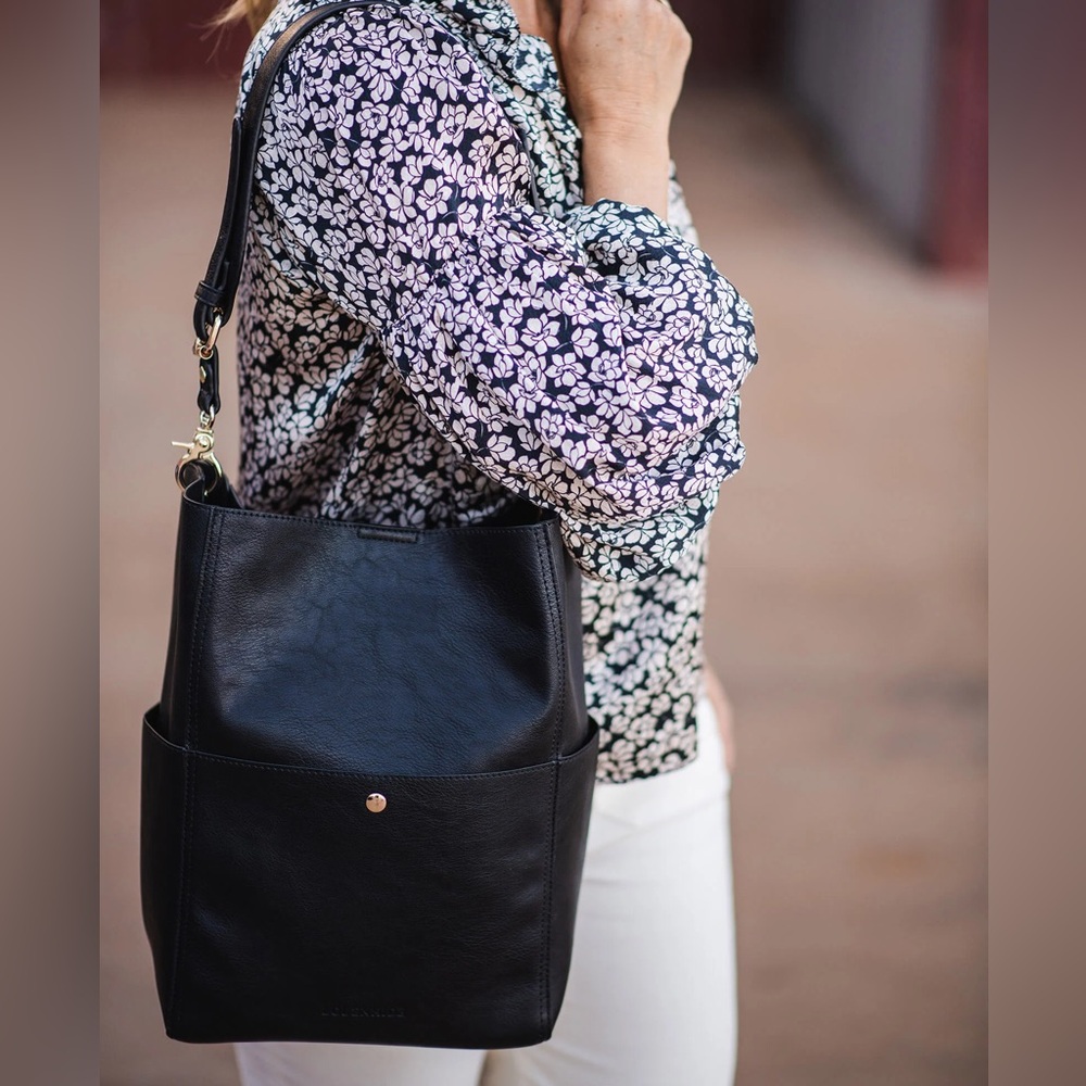 Vegan Black Leather Shoulder Bag